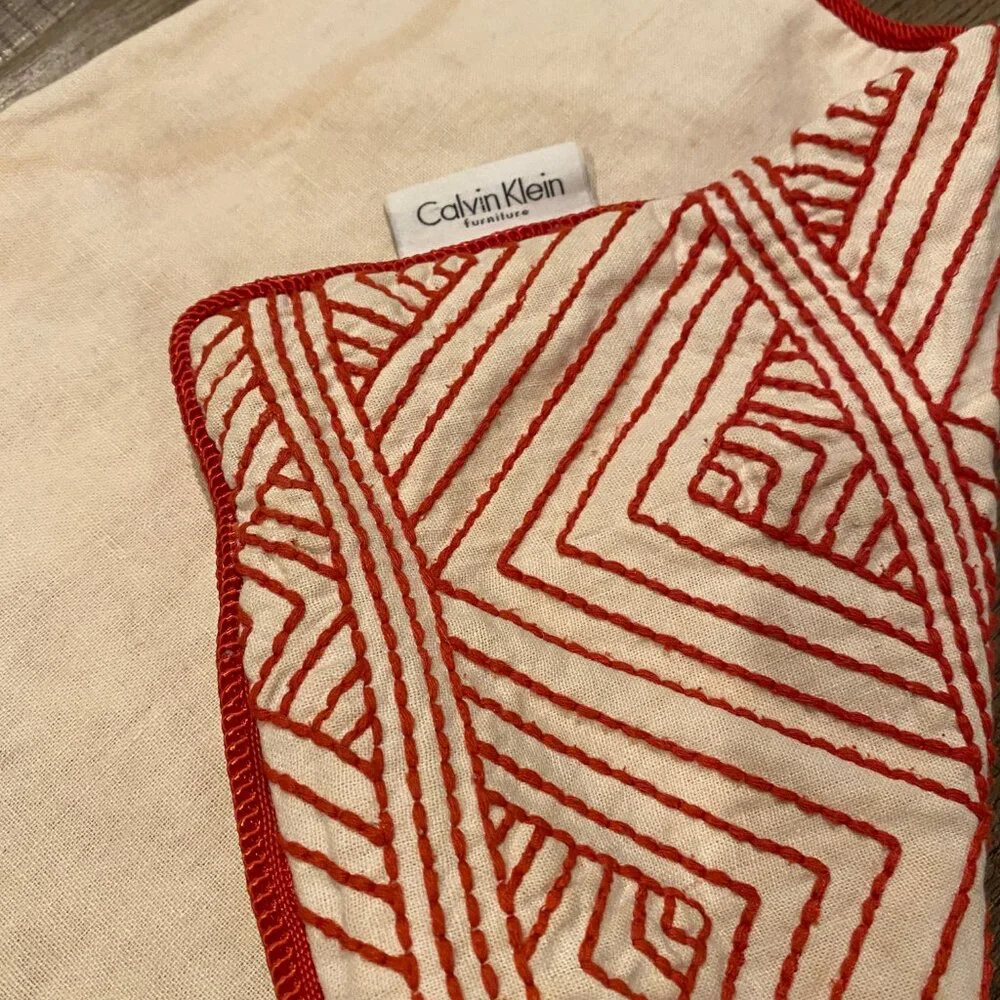 Calvin Klein‎ Embroidered Throw Pillow Case 26”x13” - Triangle Geometric Design